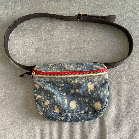 Clare V Denim Fanny Bag with Red Accent
